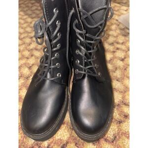ASOS Black Platform Lace Up Side Zip Boots Black Sz US 5 (1F)